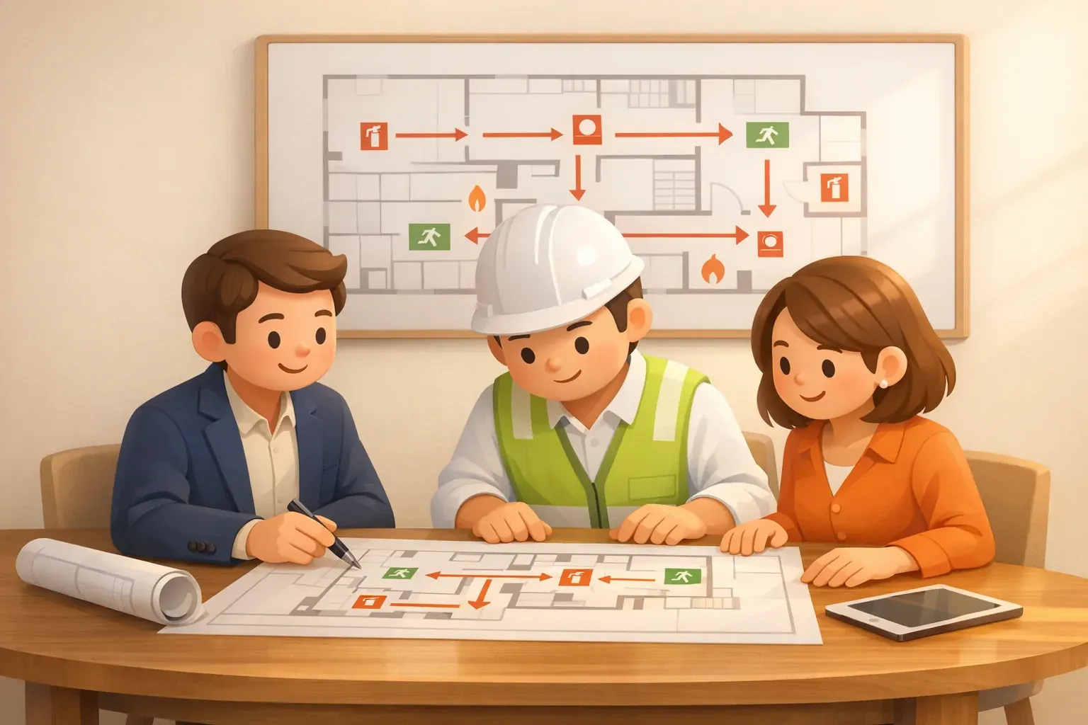Premium 3D illustration showing the FSSD submission process and project coordination path in Singapore